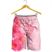 Hawaii Turtle Hibiscus Vintage Pink Men's Shorts - AH - Polynesian Pride