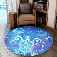 Hawaii Turtle Jellyfish Coral Round Carpet Galaxy Round Carpet - AH - Polynesian Pride