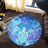 Hawaii Turtle Jellyfish Coral Round Carpet Galaxy Round Carpet - AH - Polynesian Pride