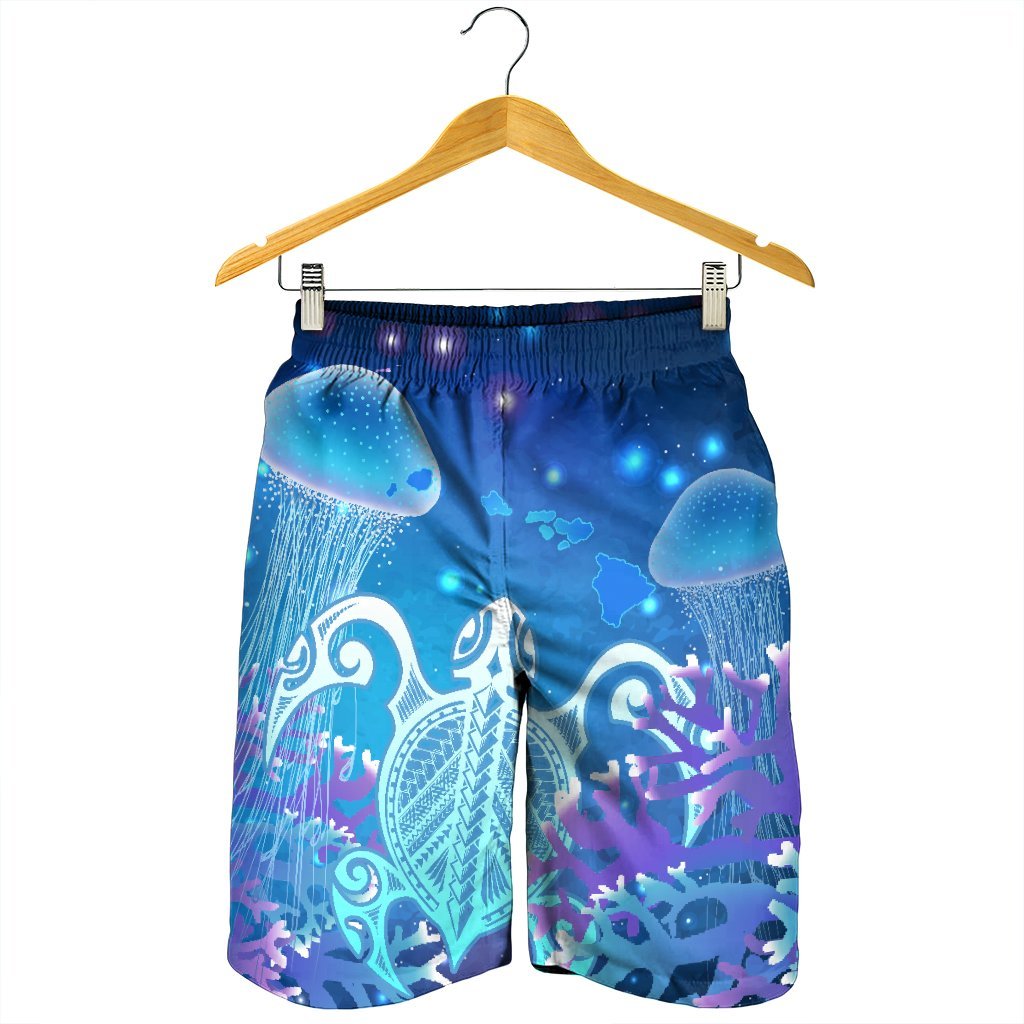 Hawaii Turtle Jellyfish Coral Men's Shorts Galaxy Men's Shorts - AH - Polynesian Pride