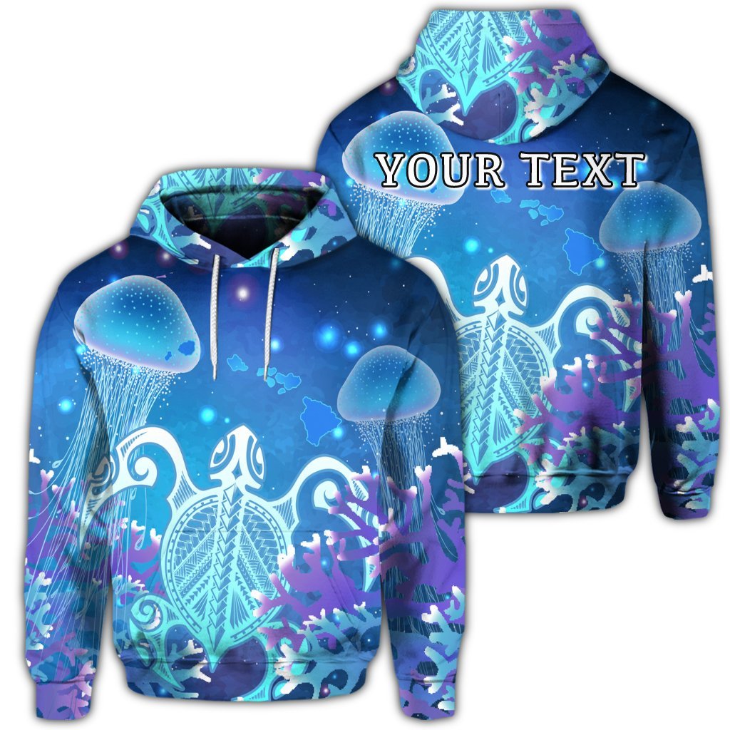 Custom Hawaii Turtle Jellyfish Coral Hoodie Galaxy Hoodie Unisex Art - Polynesian Pride