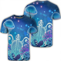 Hawaii Turtle Jellyfish Coral T Shirt Galaxy T Shirt Unisex Black - Polynesian Pride