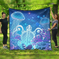 Hawaii Turtle Jellyfish Coral Premium Quilts Galaxy Premium Quilts - AH Black - Polynesian Pride
