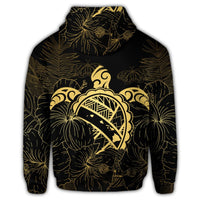 Hawaii Turtle Kanaka Golden Zip Hoodie - Polynesian Pride