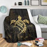 Hawaii Turtle Kanaka Golden Premium Blankets - AH - Polynesian Pride