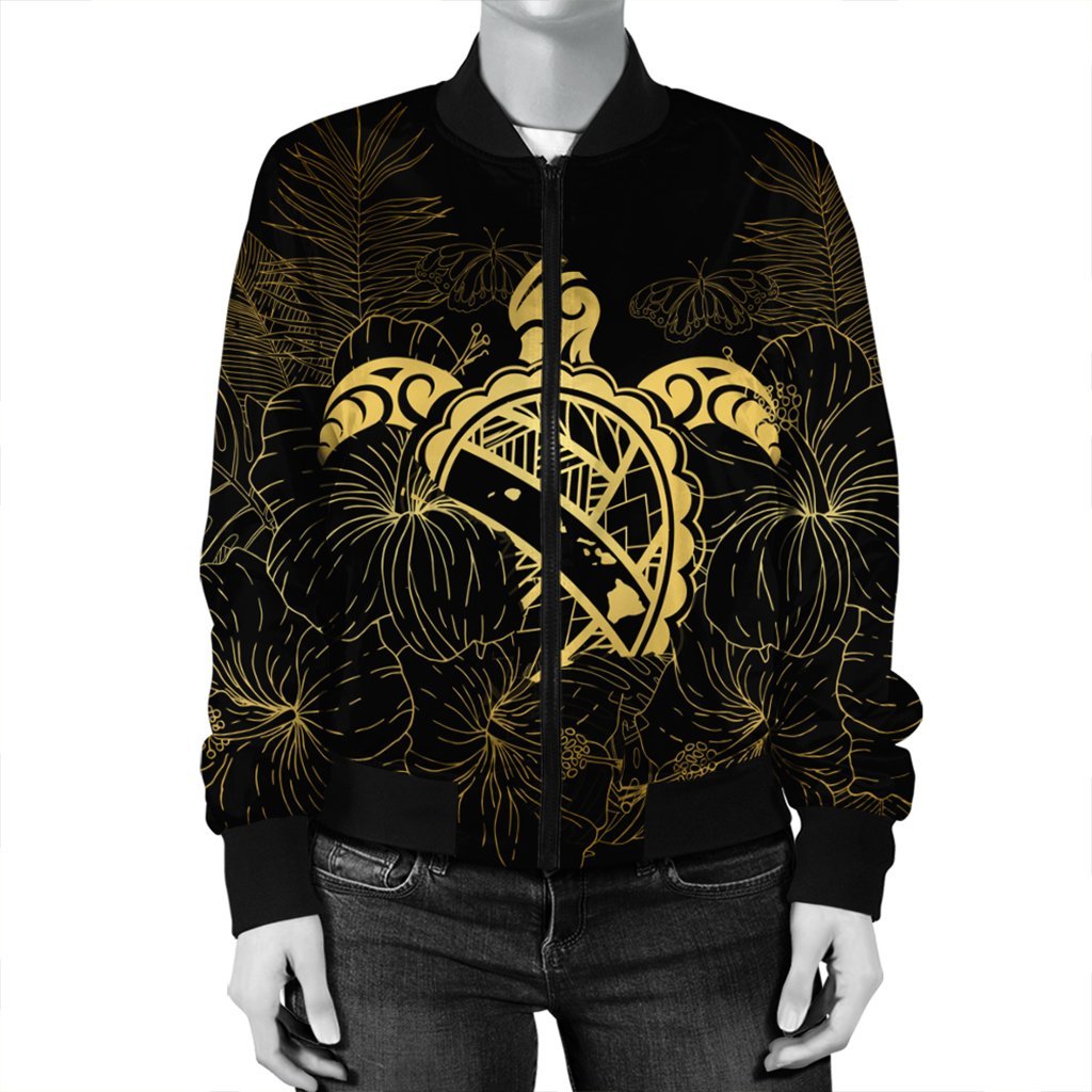 Hawaii Turtle Kanaka Golden Bomber Jacket - AH - Polynesian Pride