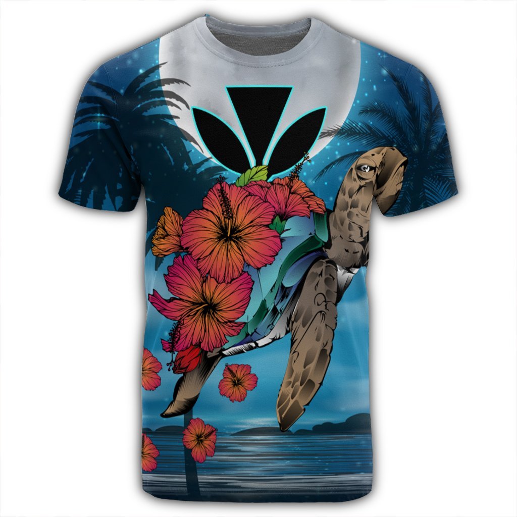 Hawaii Turtle Kanaka Hibiscus Stary Night T Shirt - Polynesian Pride