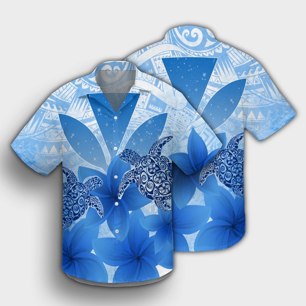 Hawaii Turtle Kanaka Plumeria Polynesian Hawaiian Shirt Blue - AH - Polynesian Pride