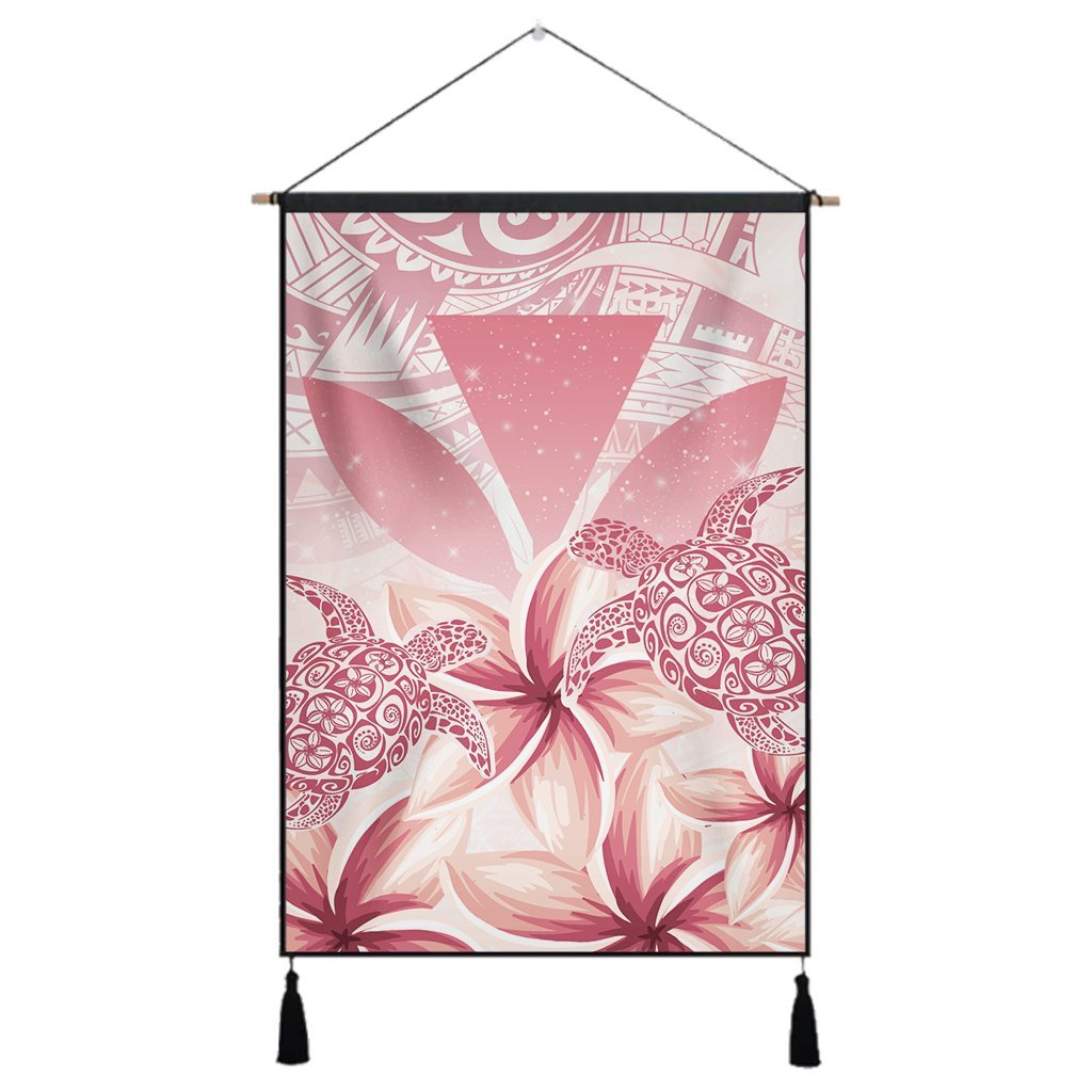 Hawaii Turtle Kanaka Plumeria Polynesian Hanging Poster Pink - AH Hanging Poster Cotton And Linen - Polynesian Pride