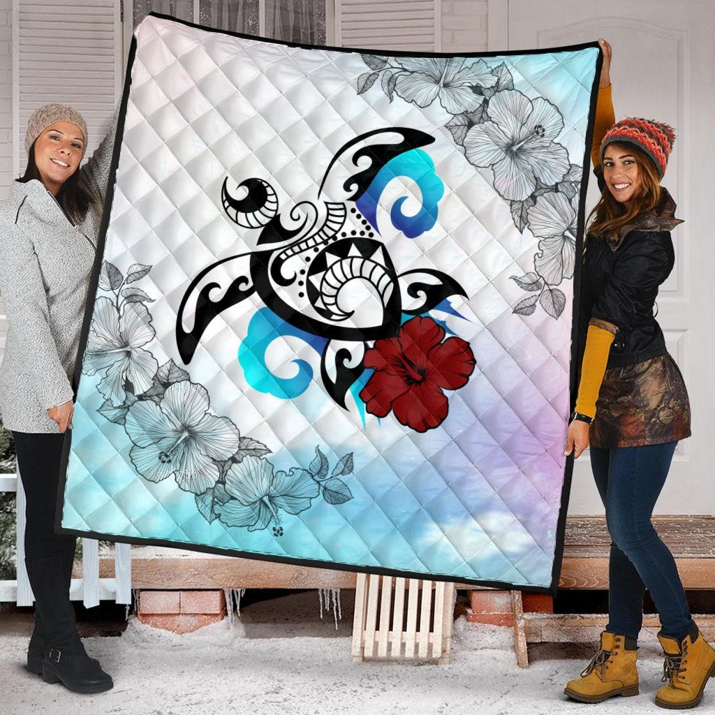 Hawaii Turtle Lollipop Plumeria Premium Quilts - AH - Polynesian Pride