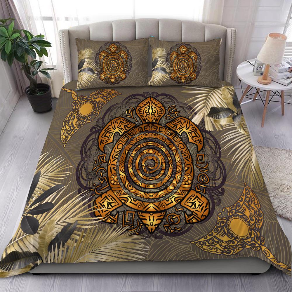Hawaii Turtle Manta Ray Bedding Set - Gold Style - AH Gold - Polynesian Pride
