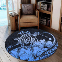 Hawaii Turtle Map Polynesian Round Carpet Safety Blue - AH - Polynesian Pride