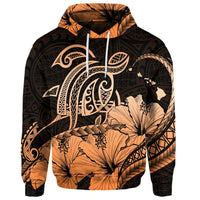 Custom Hawaii Turtle Map Polynesian Hoodie Safety Orange - Polynesian Pride