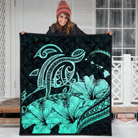 Hawaii Turtle Map Polynesian Premium Quilts Safety Turquoise - AH - Polynesian Pride
