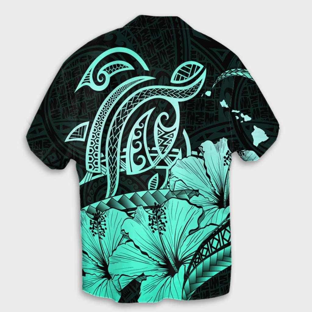 Hawaii Turtle Map Polynesian Hawaiian Shirt Safety Turquoise - AH - Polynesian Pride