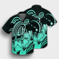 Hawaii Turtle Map Polynesian Hawaiian Shirt Safety Turquoise - AH - Polynesian Pride