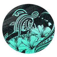Hawaii Turtle Map Polynesian Round Carpet Safety Turquoise - AH Round Carpet Luxurious Plush - Polynesian Pride