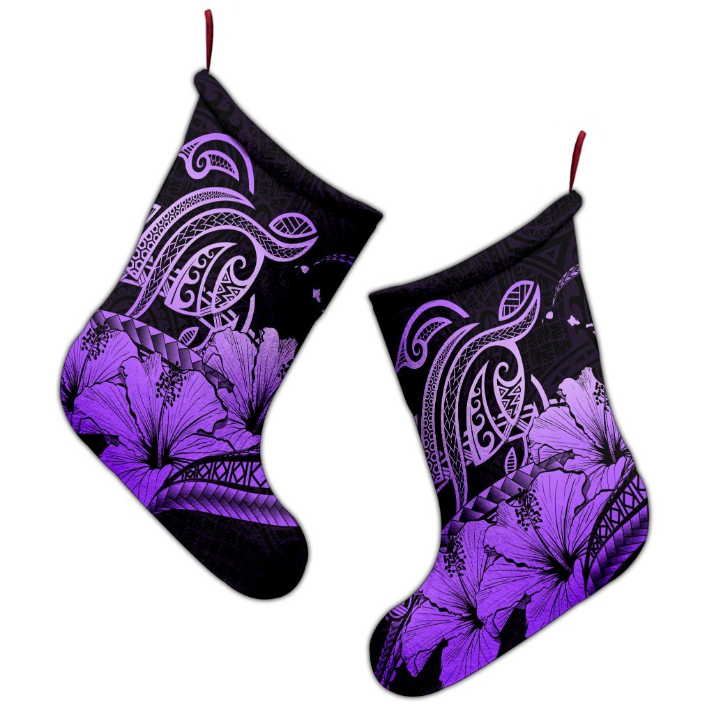 Hawaii Turtle Map Polynesian Christmas Stocking Safety Violet 2 - AH - Polynesian Pride