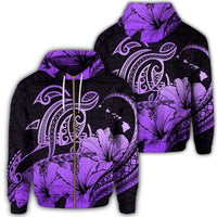 Hawaii Turtle Map Polynesian Zip Hoodie Safety Violet 2 Unisex Art - Polynesian Pride