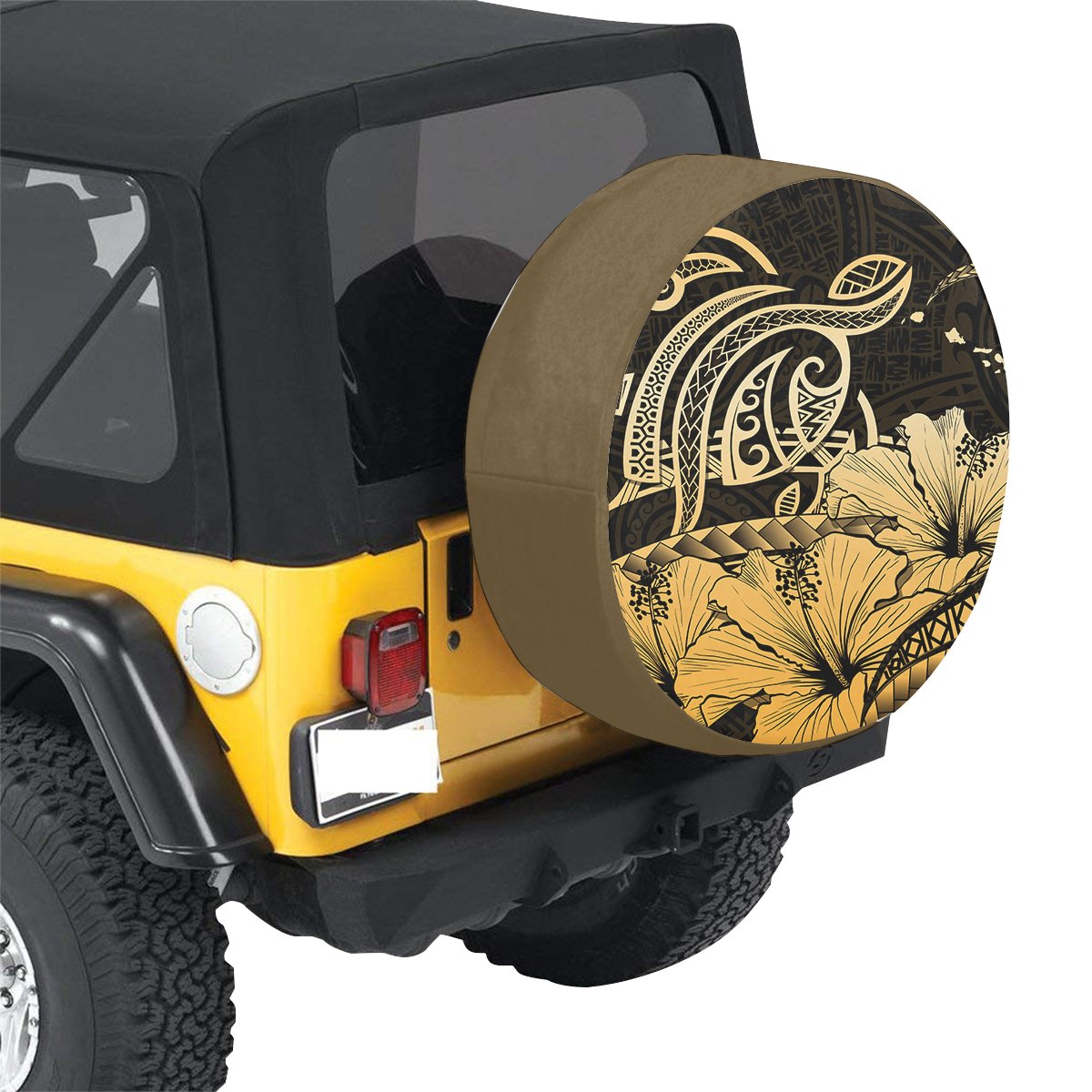 Hawaii Turtle Map Polynesian Gold Spare Tire Cover AH - Polynesian Pride