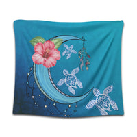 Hawaii Turtle Moon Dream Tapestry - AH Wall Tapestry Black - Polynesian Pride