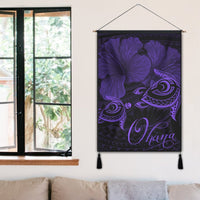 Hawaii Turtle Ohana Hibiscus Poly Hanging Poster - Purple - AH - Polynesian Pride