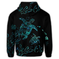 Hawaii Turtle Ohana Paua Shell Zip Hoodie - Polynesian Pride