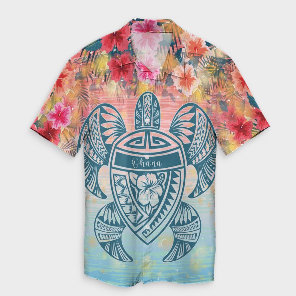 Hawaii Turtle Ohana Stary Night Hibiscus Hawaiian Shirt - AH Unisex Black - Polynesian Pride