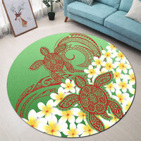 Hawaii Turtle Plumeria Round Carpet - Green Style - AH - Polynesian Pride