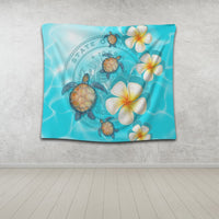 Hawaii Turtle Plumeria Coat Of Arm Ocean Tapestry - AH - Polynesian Pride