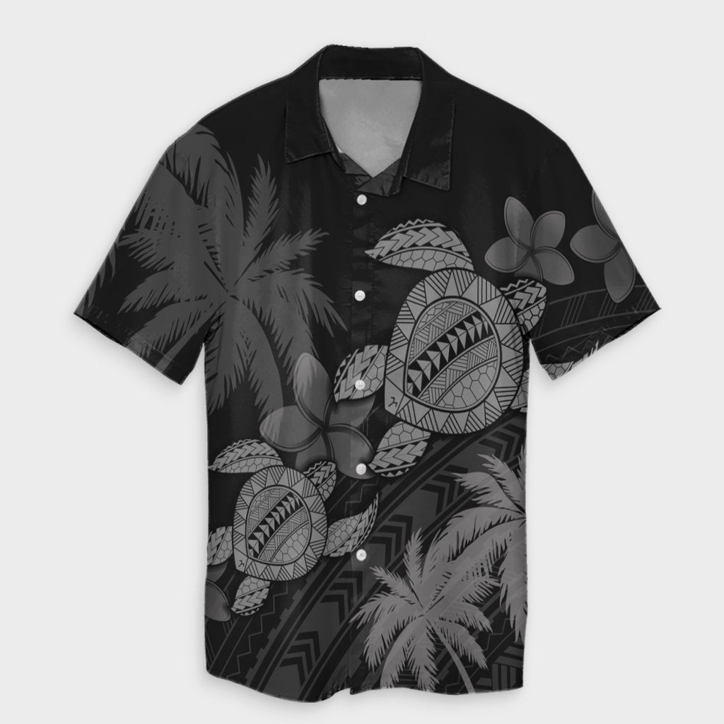 Hawaii Turtle Plumeria Coconut Tree Polynesian Hawaiian Shirt - Gray - AH Unisex Black - Polynesian Pride