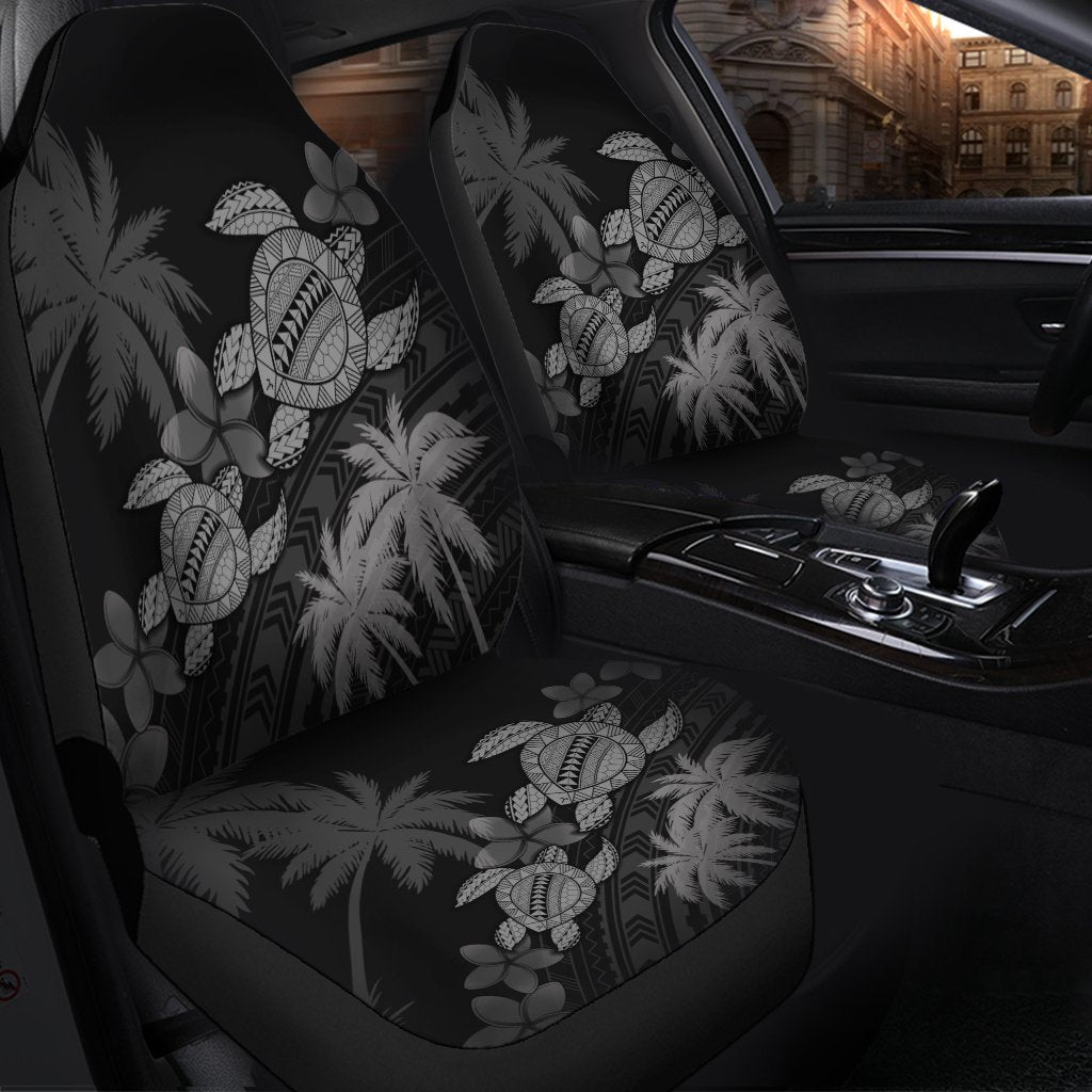 Hawaii Turtle Plumeria Coconut Tree Polynesian Car Seat Covers - Gray - AH - Polynesian Pride