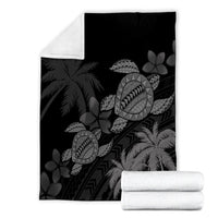 Hawaii Turtle Plumeria Coconut Tree Polynesian Premium Blankets - Gray - AH - Polynesian Pride