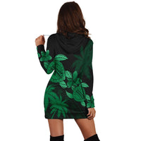 Hawaii Turtle Plumeria Coconut Tree Polynesian Hoodie Dress - Green - AH - Polynesian Pride