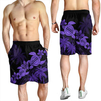 Hawaii Turtle Plumeria Coconut Tree Polynesian Men's Shorts - Purple - AH - Polynesian Pride