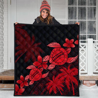 Hawaii Turtle Plumeria Coconut Tree Polynesian Premium Quilts - Red - AH - Polynesian Pride