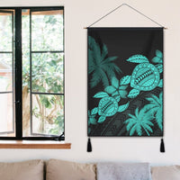Hawaii Turtle Plumeria Coconut Tree Polynesian Hanging Poster - Turquoise - AH - Polynesian Pride