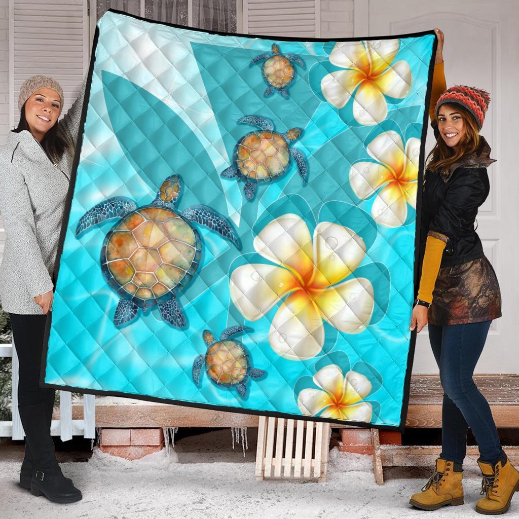 Hawaii Turtle Plumeria Kanaka Ocean Premium Quilts - AH - Polynesian Pride
