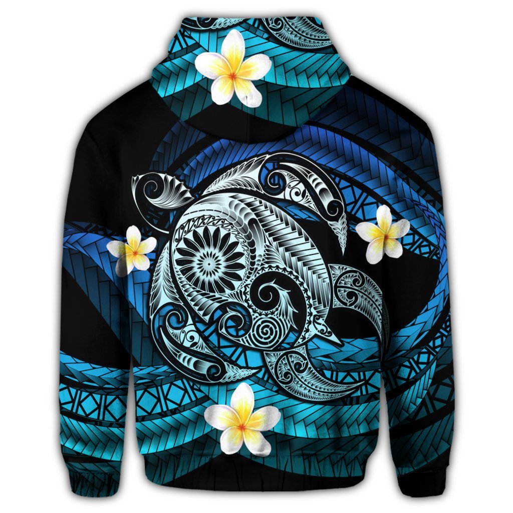 Hawaiian Turtle Plumeria Polynesian Hoodie Mela Style - Polynesian Pride