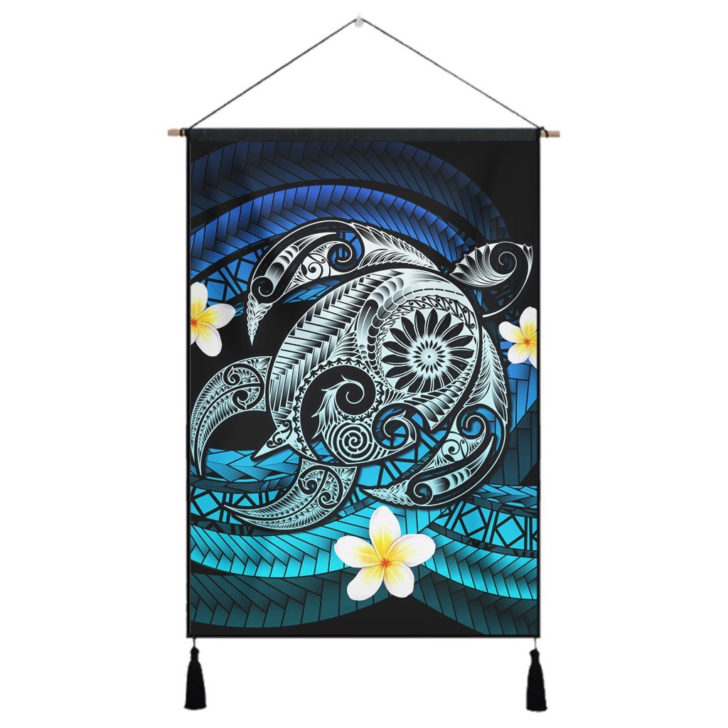 Hawaii Turtle Plumeria Polynesian Hanging Poster - Mela Style - AH Hanging Poster Cotton And Linen - Polynesian Pride