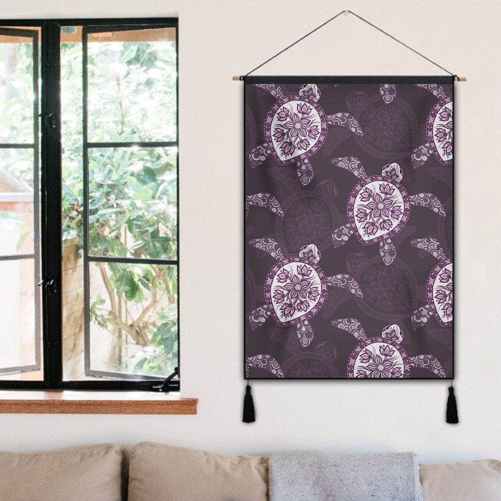 Hawaii Turtle Plumeria Violet Hanging Poster - AH - Polynesian Pride