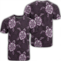 Hawaii Turtle Plumeria Violet T Shirt Unisex Black - Polynesian Pride