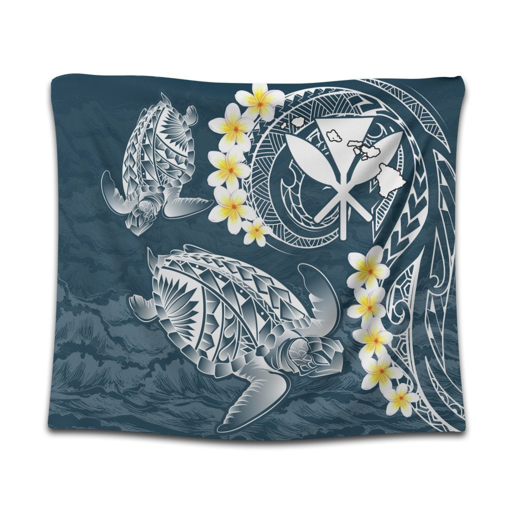 Hawaii Turtle Plumerian Polynesian Tapestry - Sease Style - AH Wall Tapestry Black - Polynesian Pride