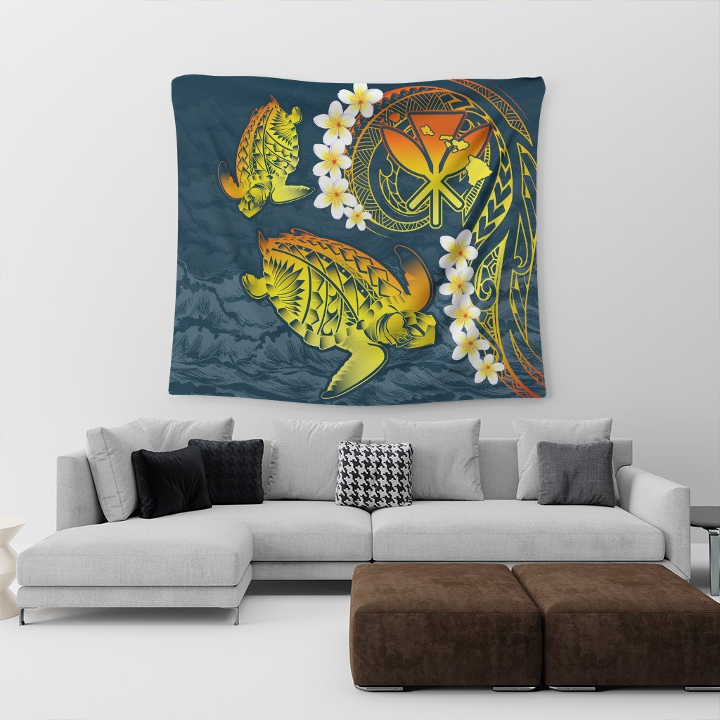 Hawaii Turtle Plumerian Polynesian Tapestry - Sease Style - ver 2 - AH - Polynesian Pride