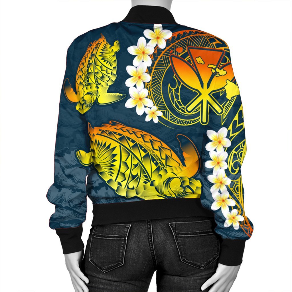 Hawaii Turtle Plumerian Polynesian Bomber Jacket - Sease Style - ver 2 - AH - Polynesian Pride