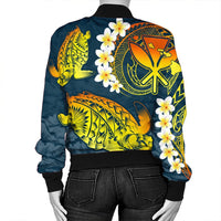 Hawaii Turtle Plumerian Polynesian Bomber Jacket - Sease Style - ver 2 - AH - Polynesian Pride