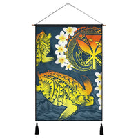 Hawaii Turtle Plumerian Polynesian Hanging Poster - Sease Style - ver 2 - AH Hanging Poster Cotton And Linen - Polynesian Pride