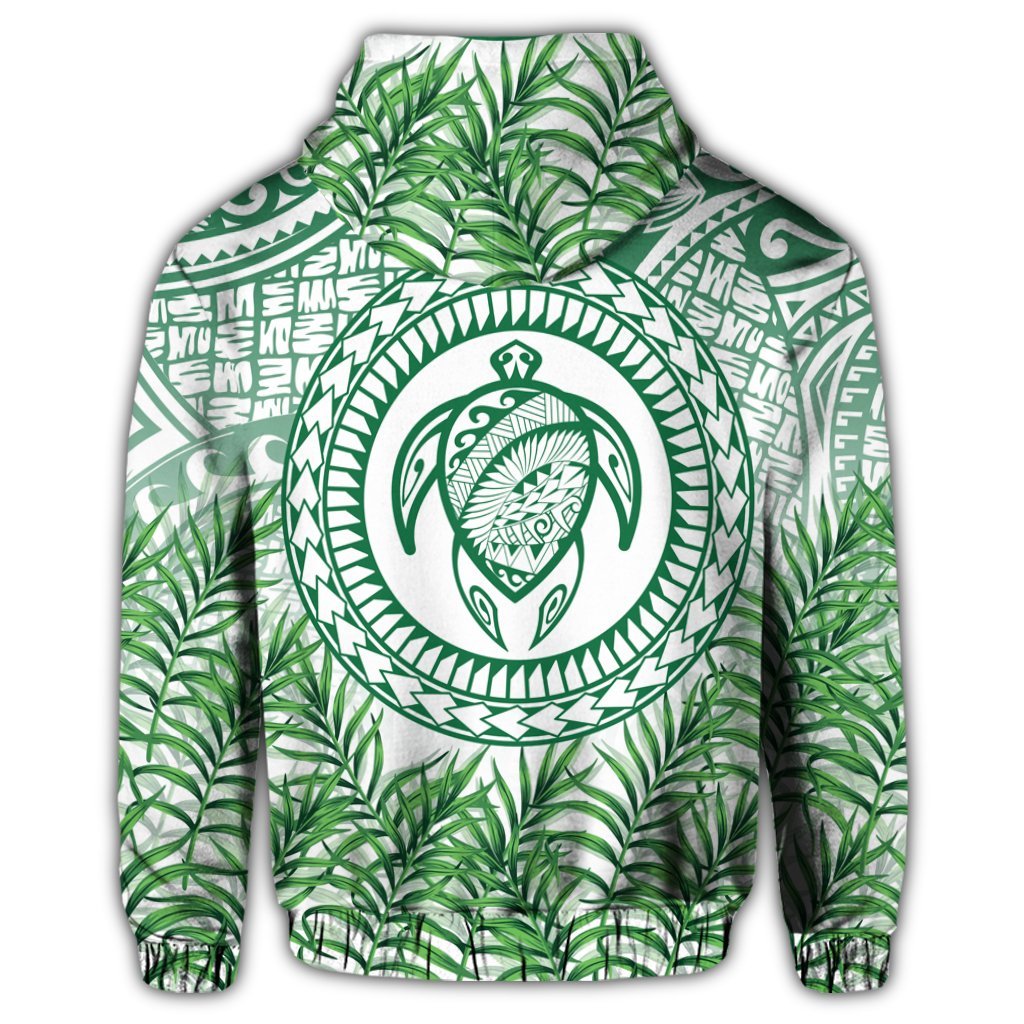 Hawaii Turtle Polyneian Palm Tree Leaf Zip Hoodie - Polynesian Pride