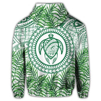 Hawaii Turtle Polyneian Palm Tree Leaf Zip Hoodie - Polynesian Pride
