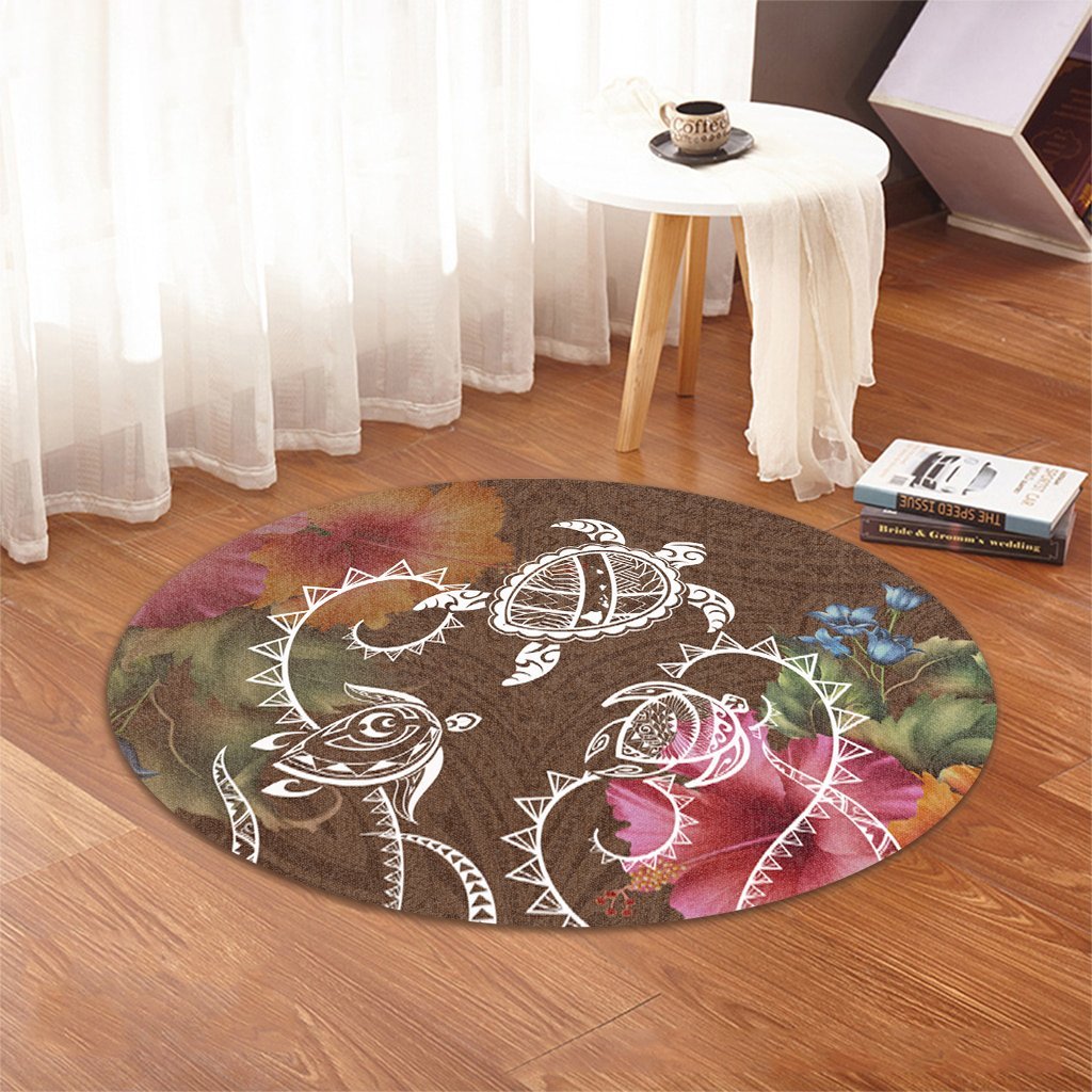 Hawaii Turtle Polynesian Round Carpet - Herd Style - AH - Polynesian Pride